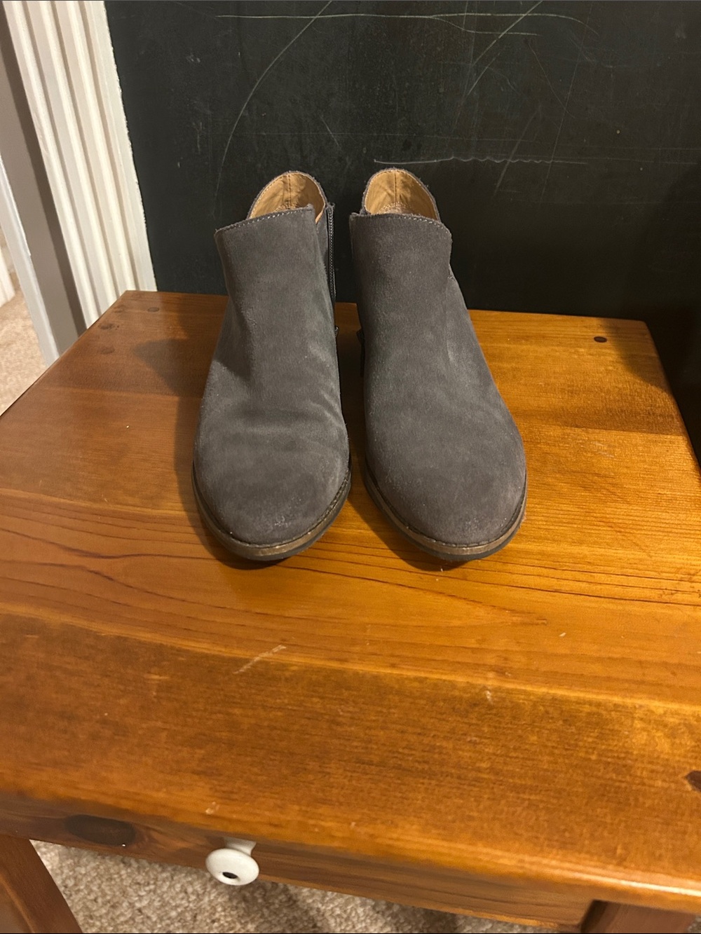 Gray Suede Ankle Boots